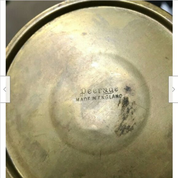 6" Peerage England Brass Pitcher w/ Embossed Nautical Ship Lighthouse Scene - Picture 2 of 8